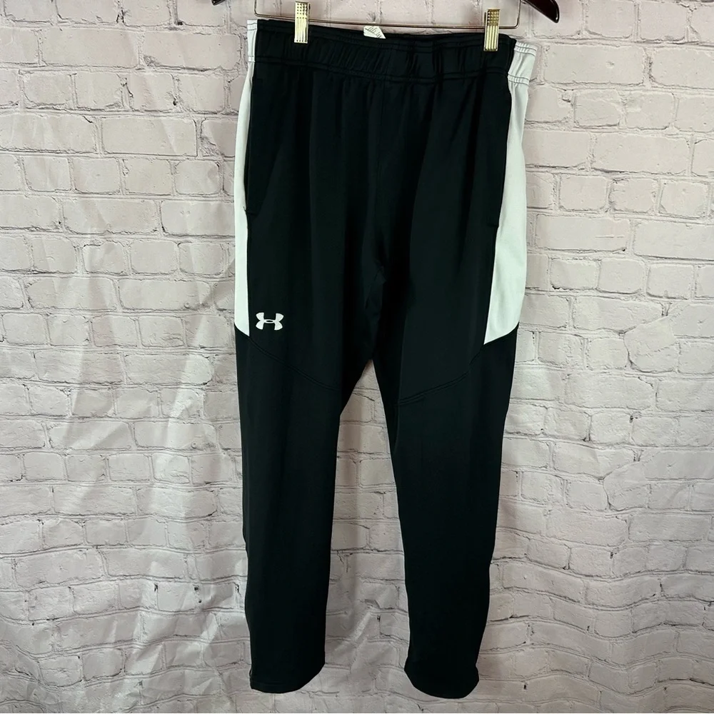Under Armour Black White Athletic track wind Pants mens large streetwear outdoor